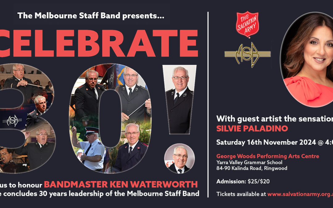 Melbourne Staff Band – Honouring Ken Waterworth’s 30 Years